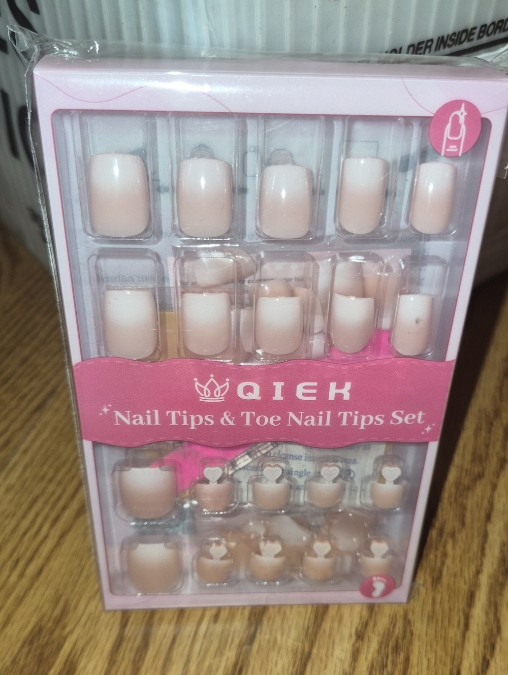 Qiek Pink Nude Nail Tips & Toe Nail Tips Set